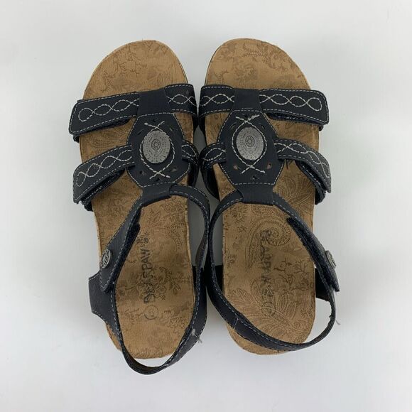 Bearpaw Ridley II Sandal Black Boho Flat Comfort Adjustable Faux Leather Women 6 - Picture 6 of 12